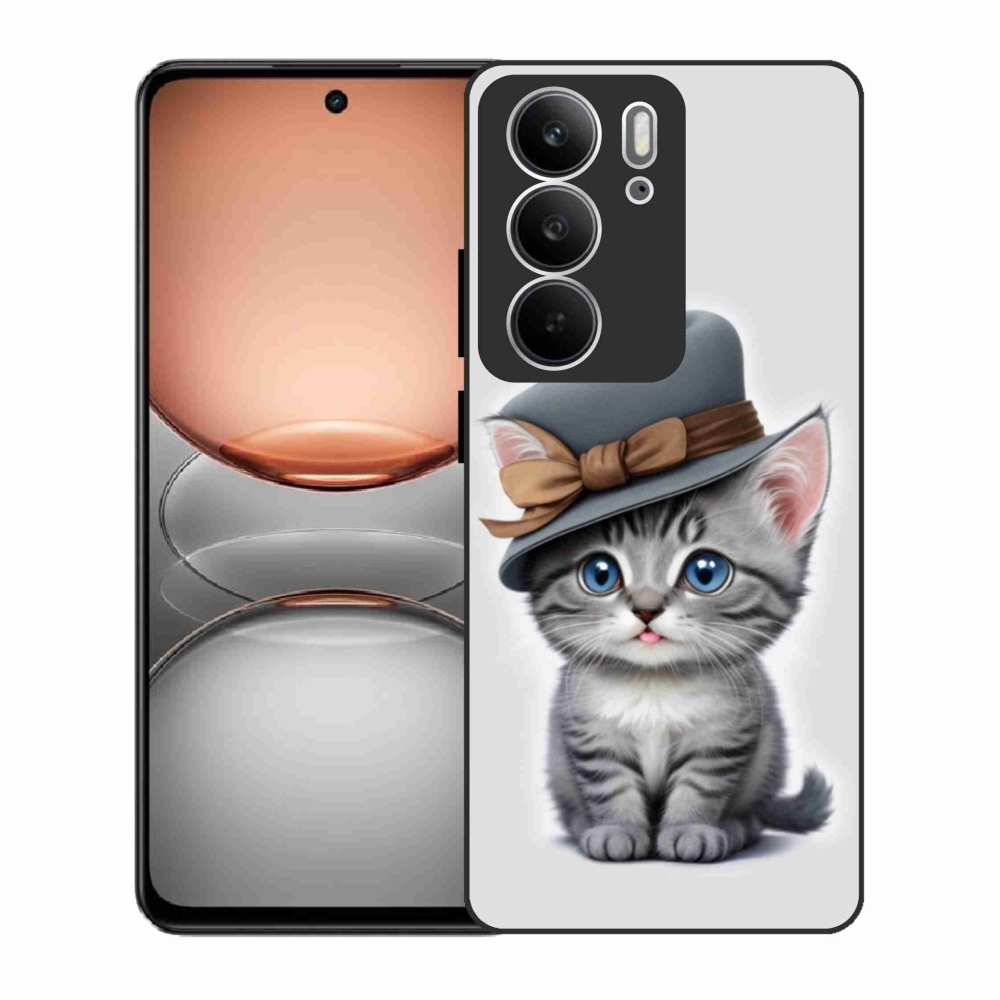 Gelový kryt mmCase na Realme C75 - kotě s kloboukem