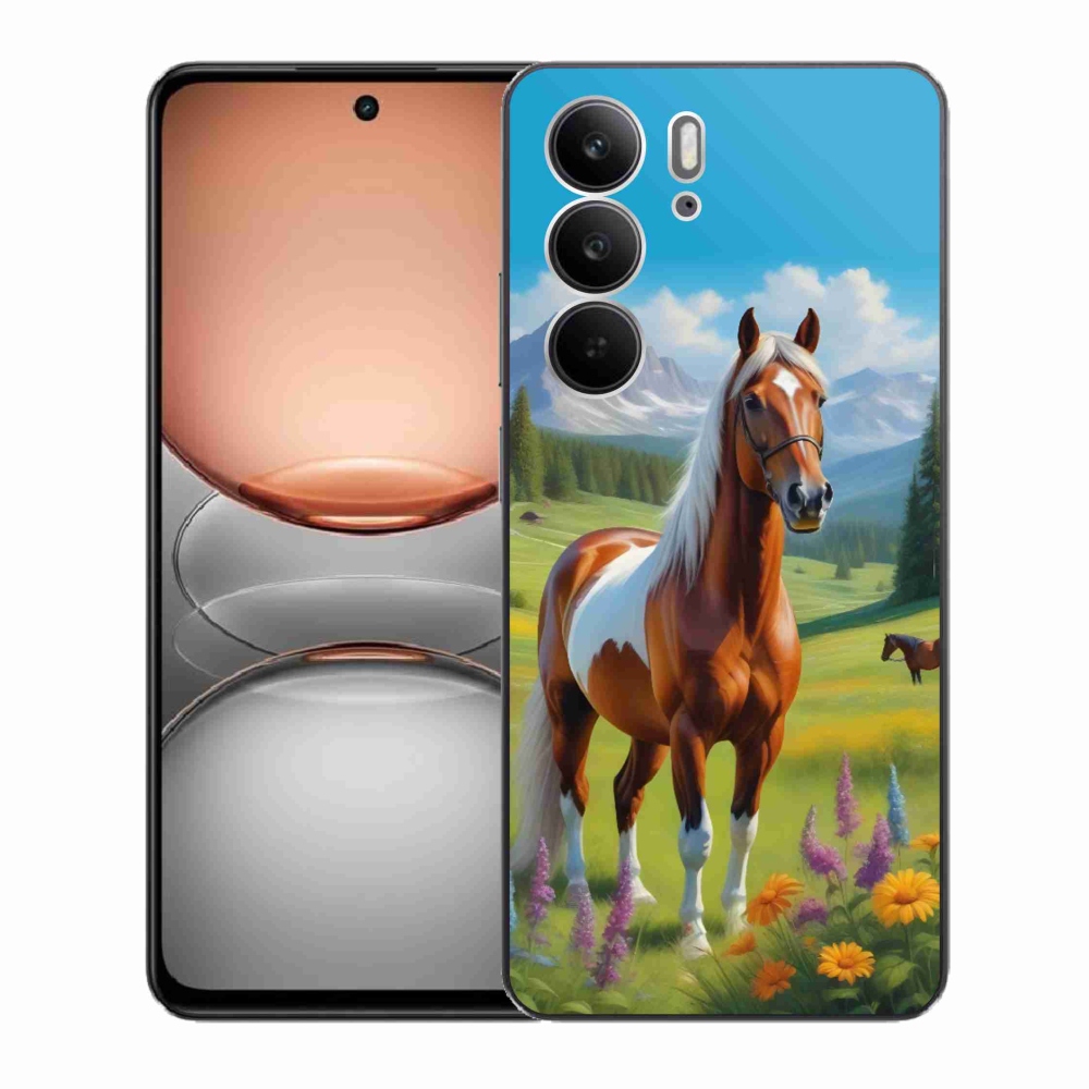 Gelový kryt mmCase na Realme C75 - kůň na louce