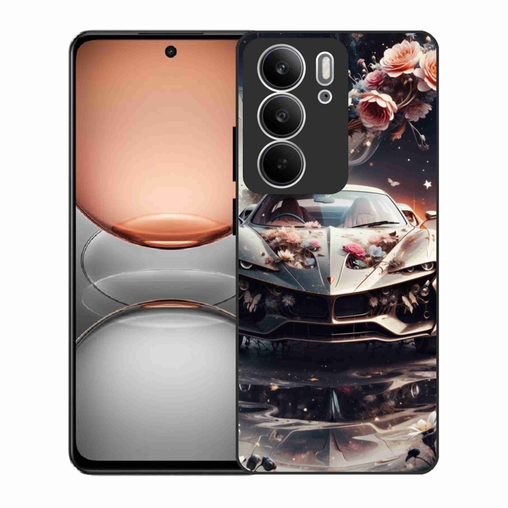 Gelový kryt mmCase na Realme C75 - květinový sportovní vůz