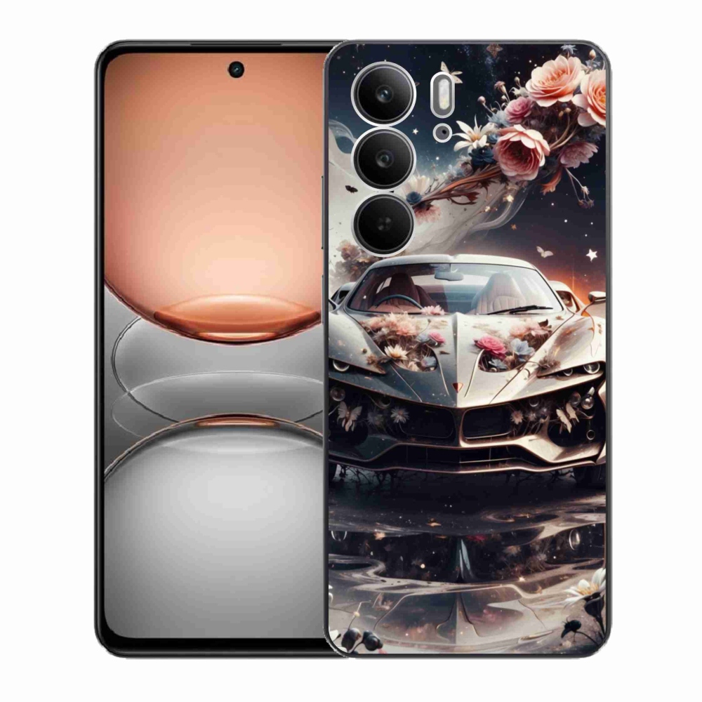 Gelový kryt mmCase na Realme C75 - květinový sportovní vůz