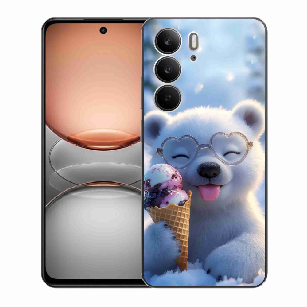 Gelový kryt mmCase na Realme C75 - medvídek se zmrzlinou