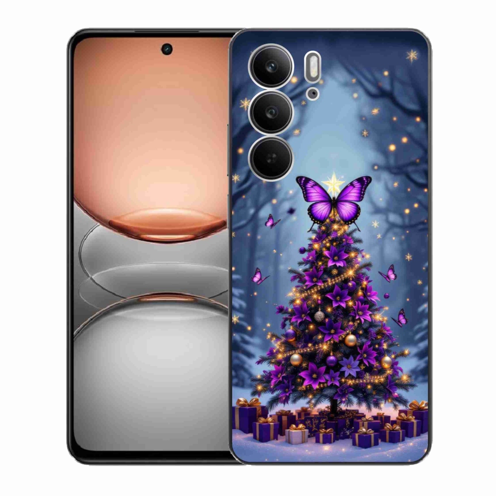 Gelový kryt mmCase na Realme C75 - motýlí vánoční stromek