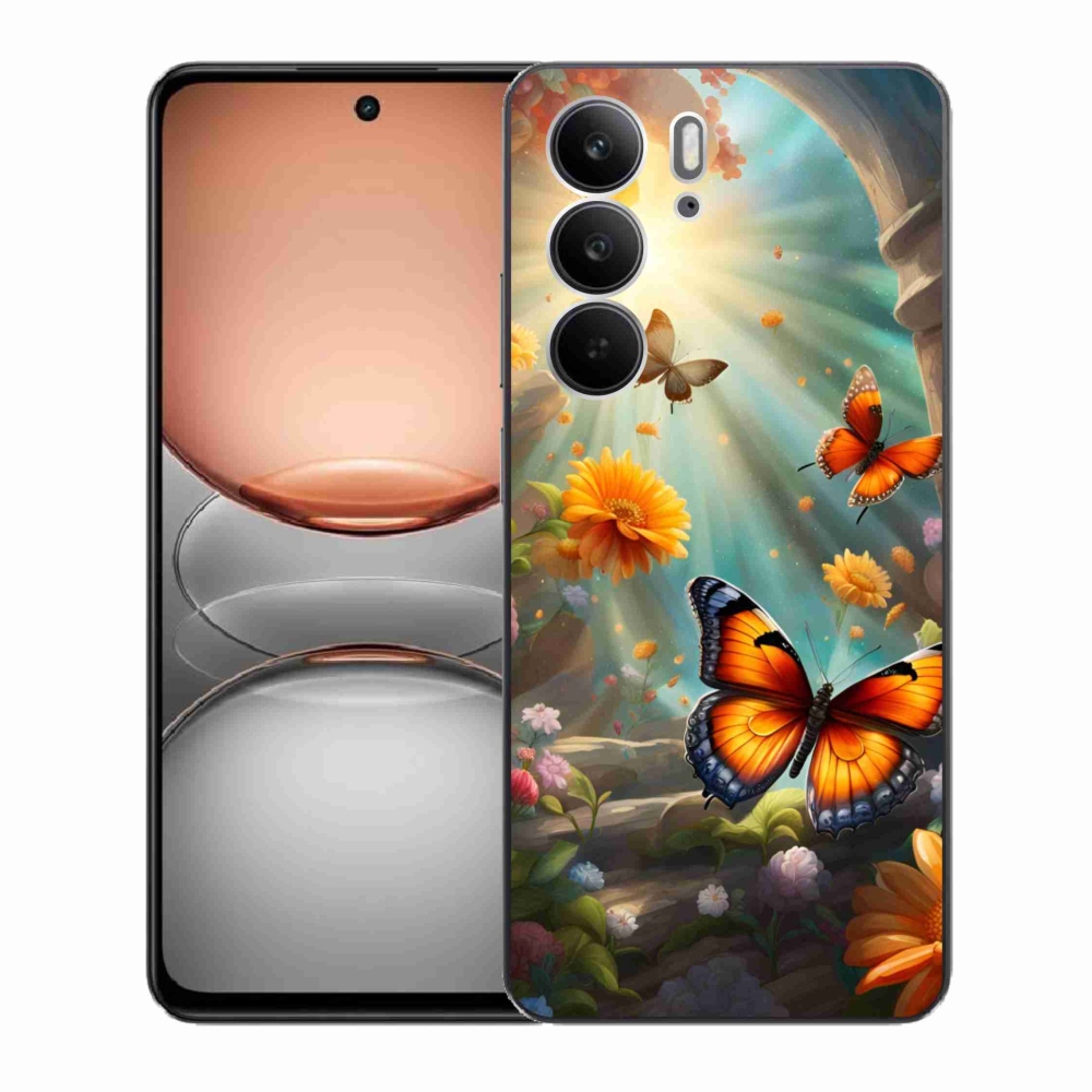 Gelový kryt mmCase na Realme C75 - motýlí zahrada 2