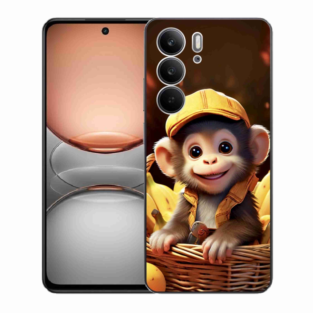 Gelový kryt mmCase na Realme C75 - opice v košíku