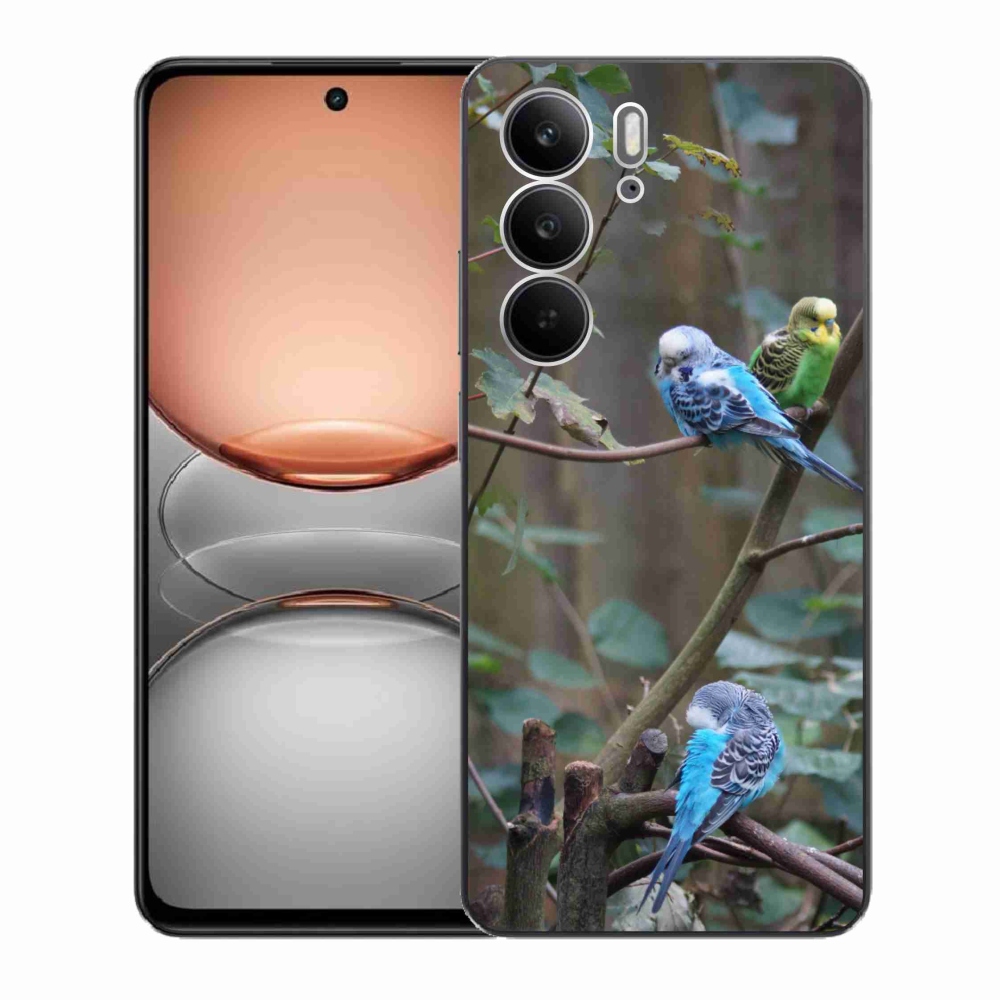 Gelový kryt mmCase na Realme C75 - papoušci na větvi