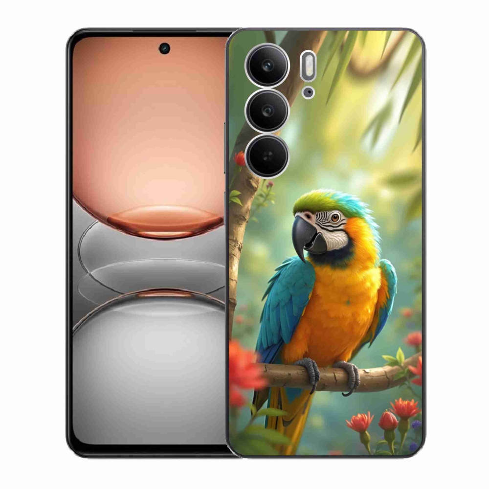 Gelový kryt mmCase na Realme C75 - papoušek ara modrožlutá