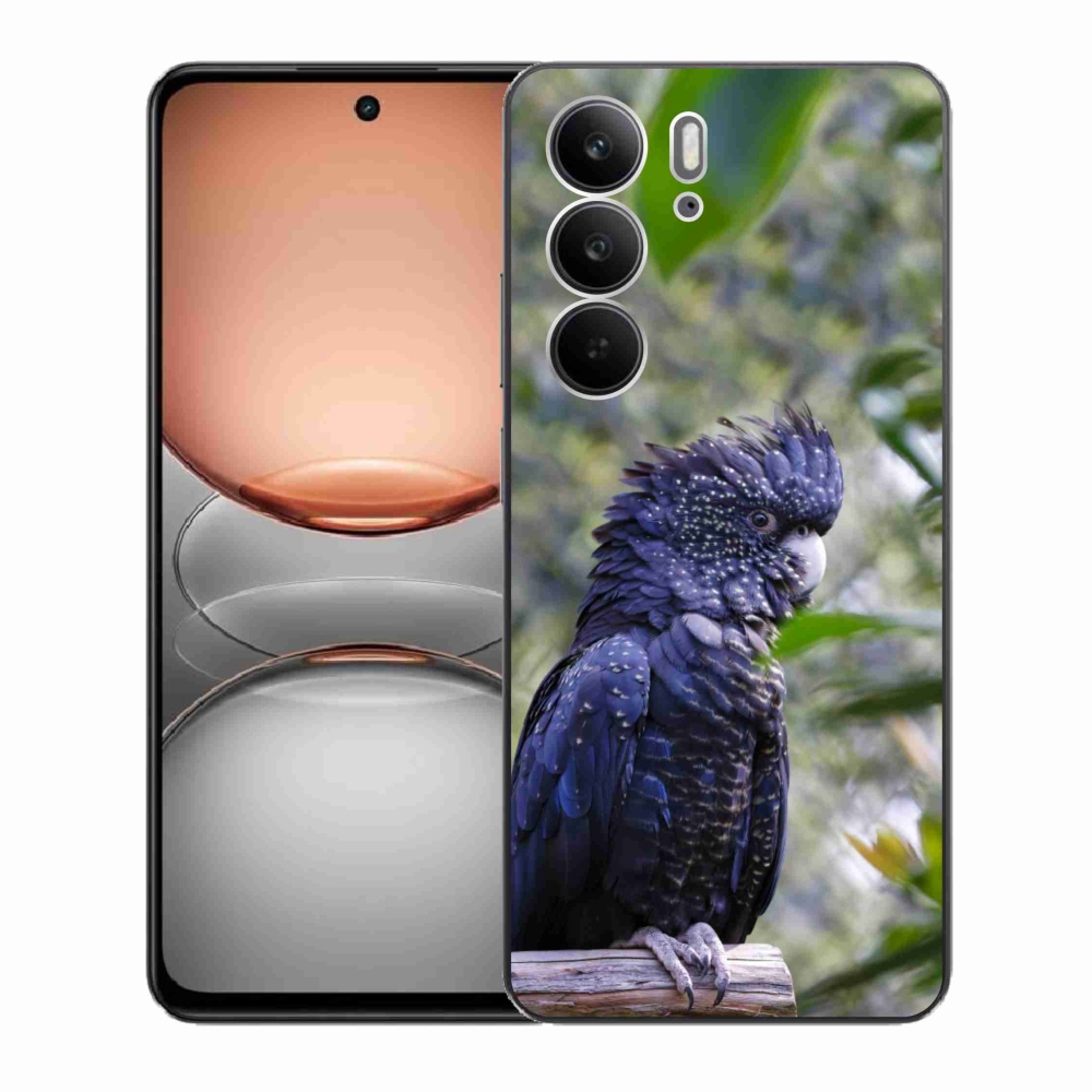Gelový kryt mmCase na Realme C75 - papoušek kakadu černý