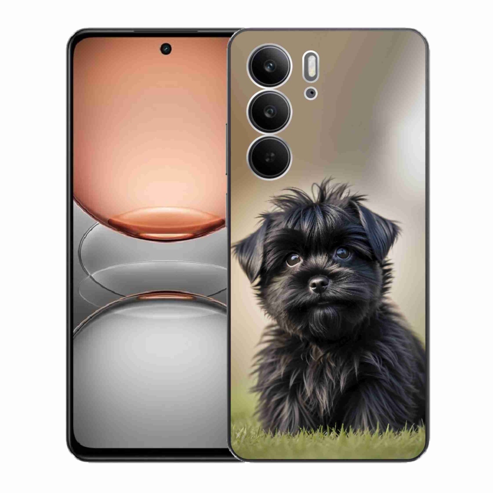 Gelový kryt mmCase na Realme C75 - roztomilý černý pejsek