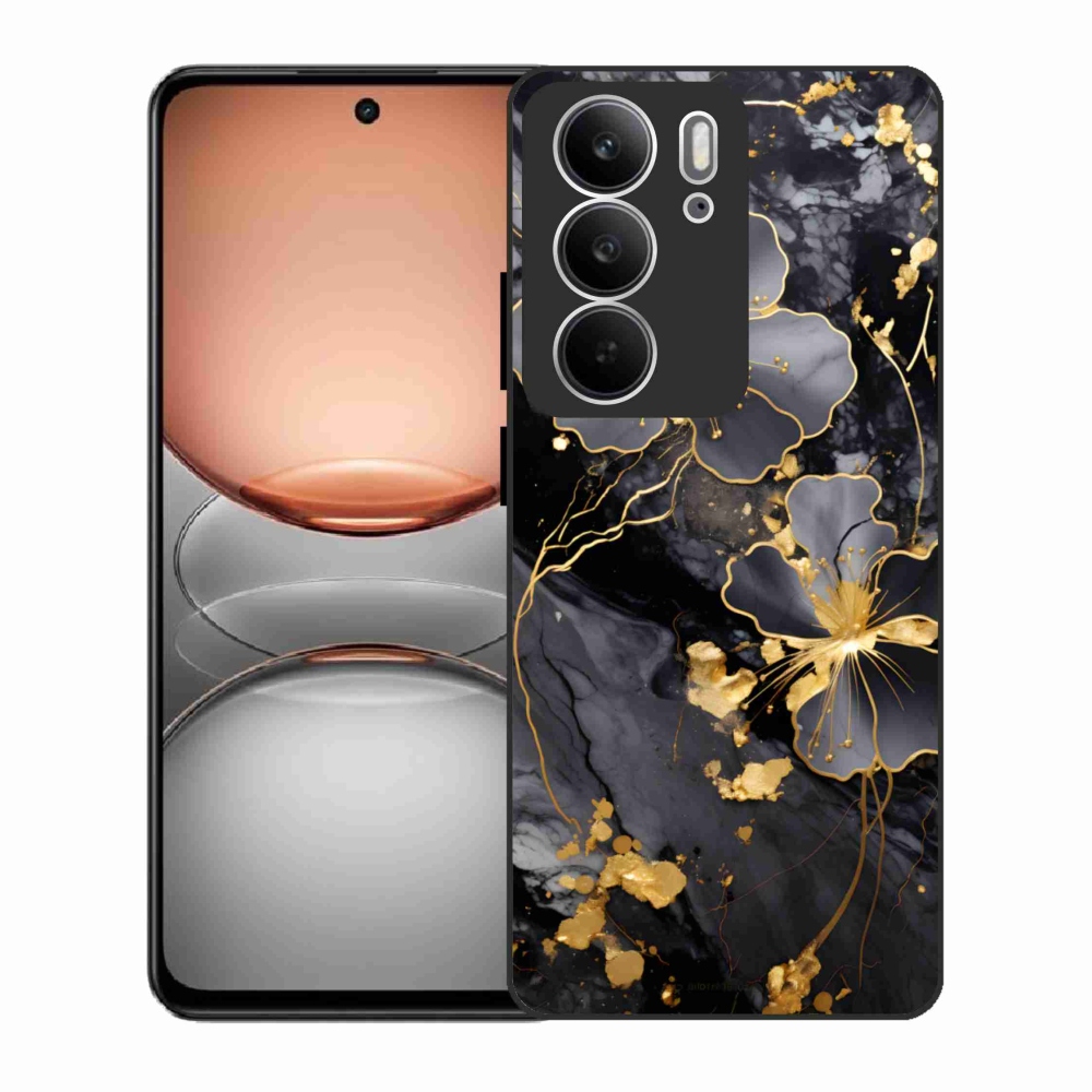 Gelový kryt mmCase na Realme C75 - zlaté květy