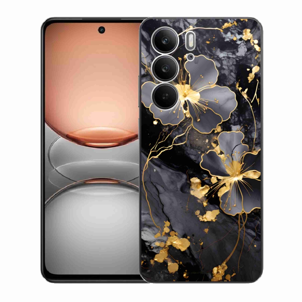 Gelový kryt mmCase na Realme C75 - zlaté květy