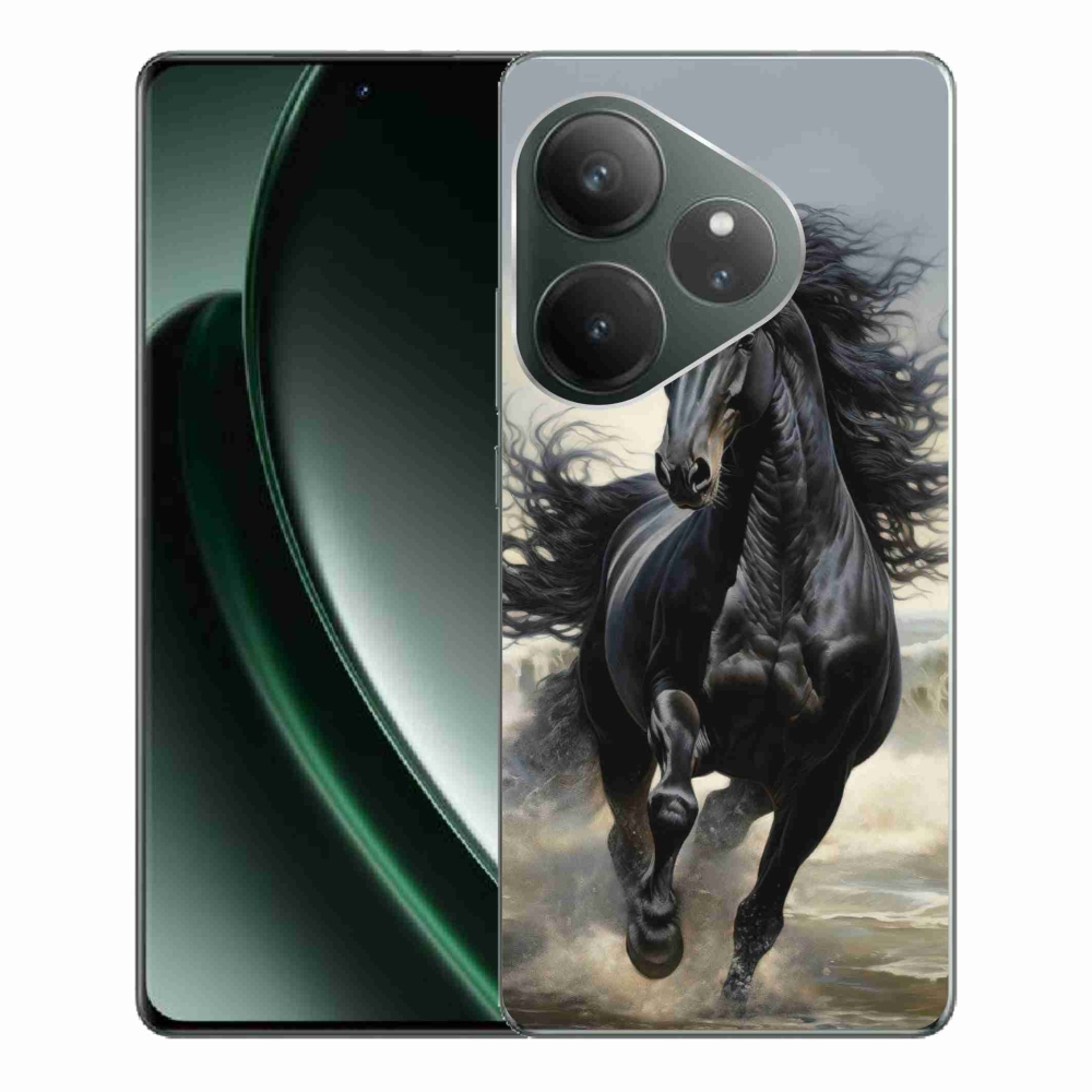 Gelový kryt mmCase na Realme GT 6 5G/GT 6T 5G - běžící černý kůň