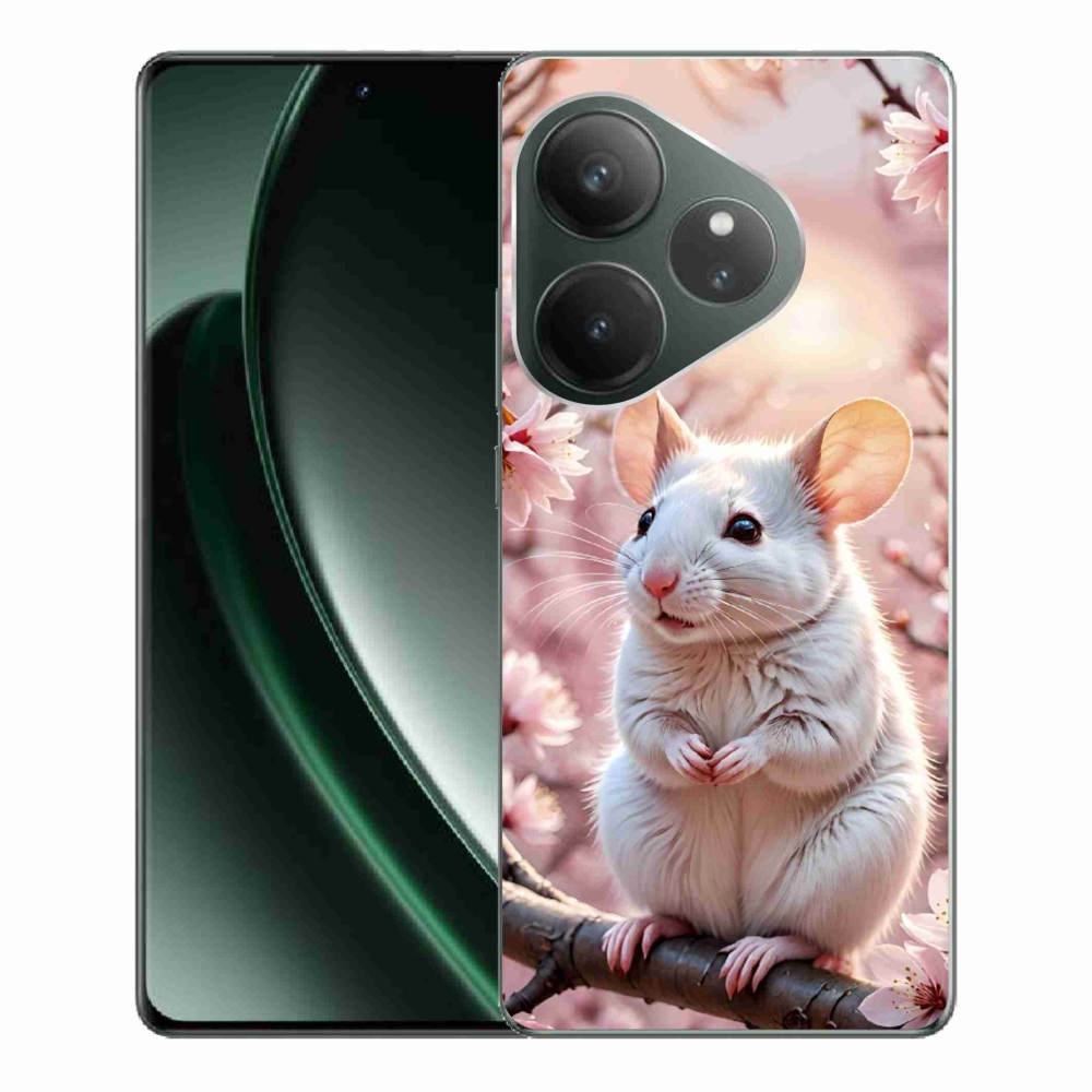 Gelový kryt mmCase na Realme GT 6 5G/GT 6T 5G - bílá myš na větvi
