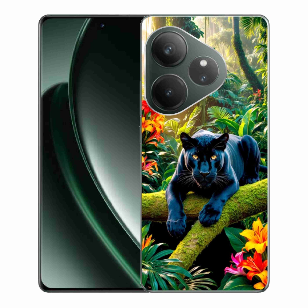 Gelový kryt mmCase na Realme GT 6 5G/GT 6T 5G - černý panter v džungli