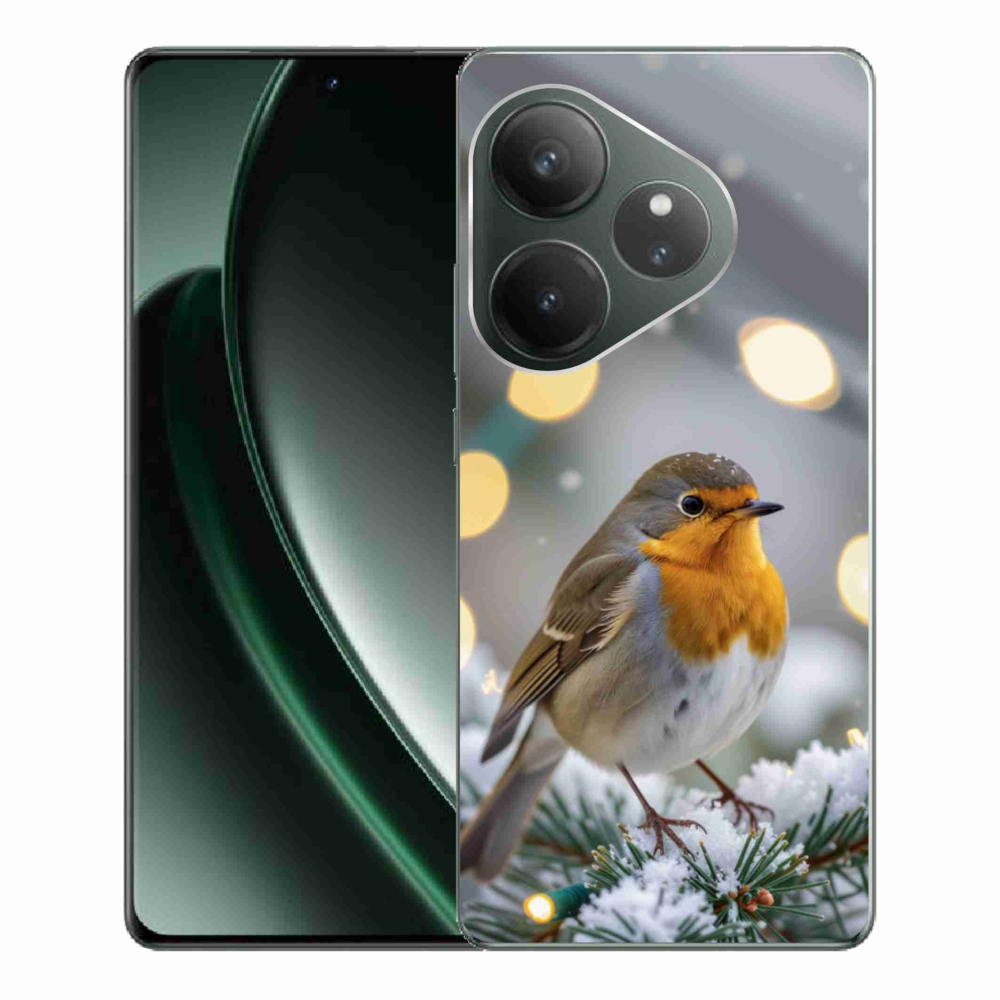 Gelový kryt mmCase na Realme GT 6 5G/GT 6T 5G - červenka v zimě