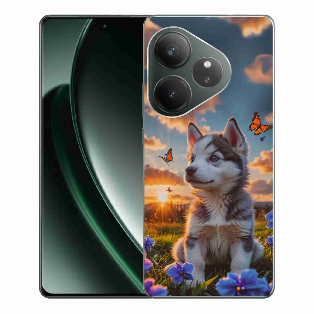 Gelový kryt mmCase na Realme GT 6 5G/GT 6T 5G - husky při západu slunce