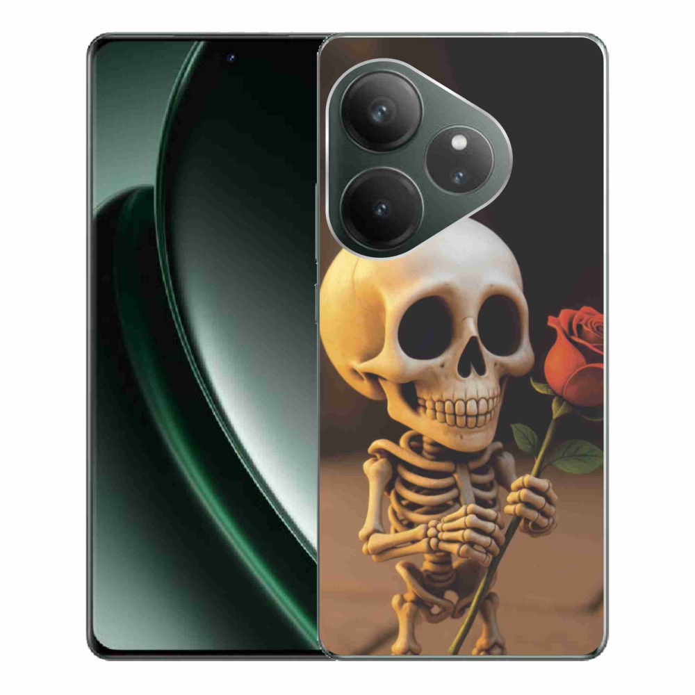 Gelový kryt mmCase na Realme GT 6 5G/GT 6T 5G - kostlivec s růží