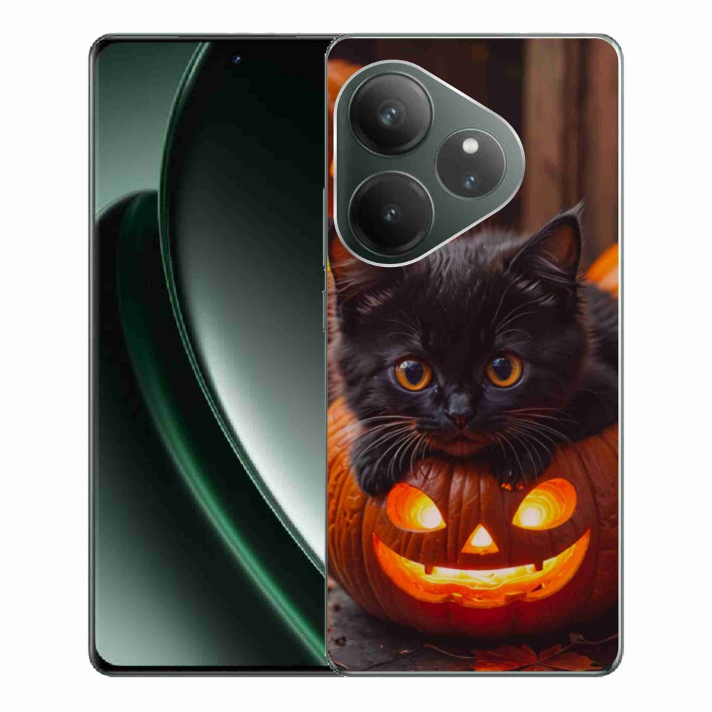 Gelový kryt mmCase na Realme GT 6 5G/GT 6T 5G - kotě a dýně