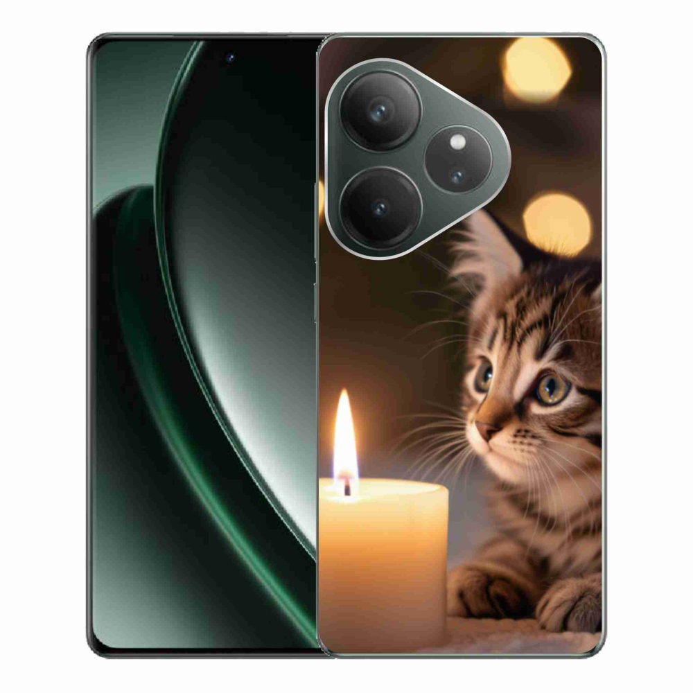 Gelový kryt mmCase na Realme GT 6 5G/GT 6T 5G - kotě a svíčka