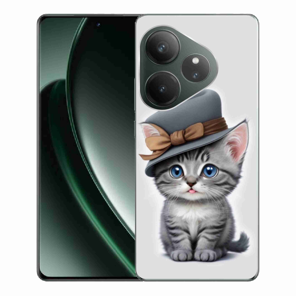 Gelový kryt mmCase na Realme GT 6 5G/GT 6T 5G - kotě s kloboukem