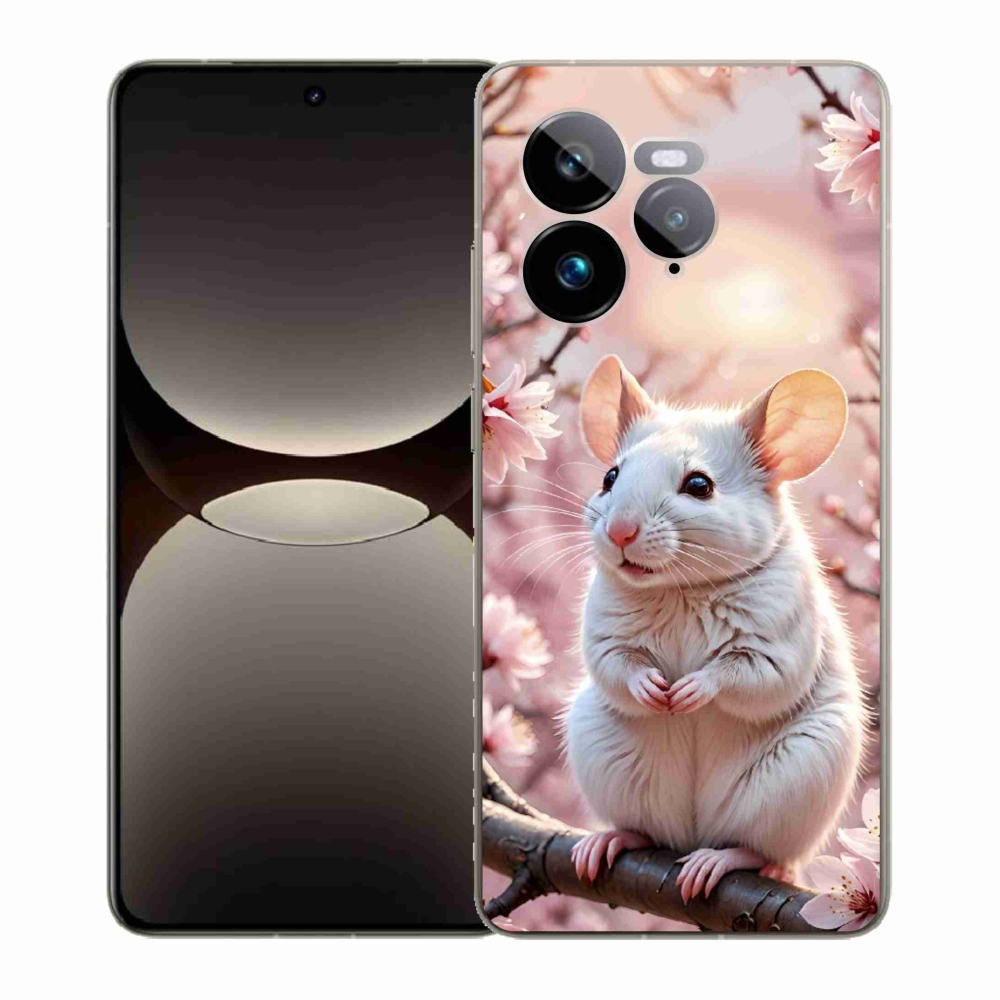 Gelový kryt mmCase na Realme GT 7 Pro 5G - bílá myš na větvi