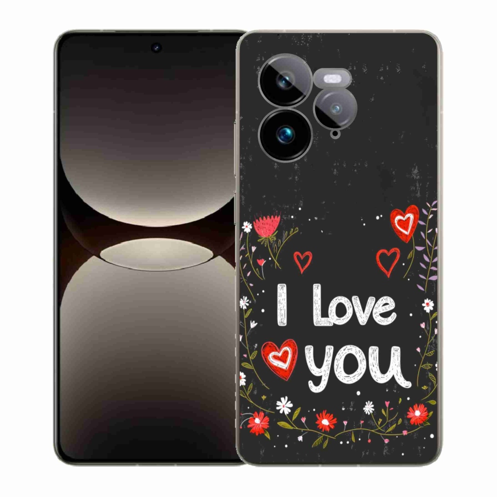 Gelový kryt mmCase na Realme GT 7 Pro 5G - I love you černé pozadí