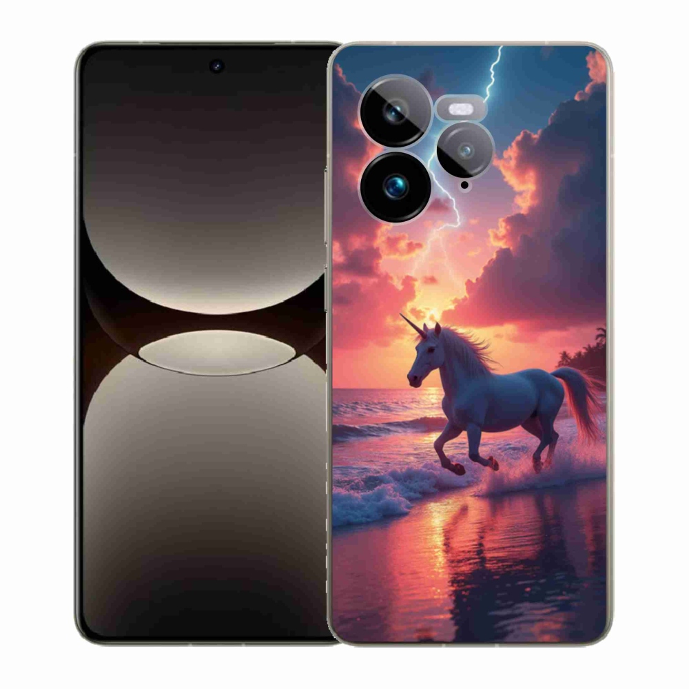 Gelový kryt mmCase na Realme GT 7 Pro 5G - jednorožec na pláži