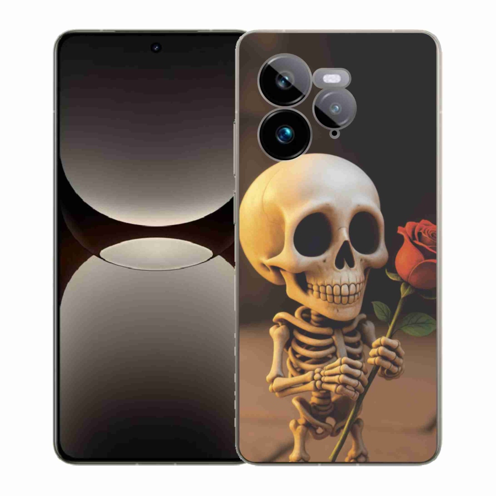 Gelový kryt mmCase na Realme GT 7 Pro 5G - kostlivec s růží