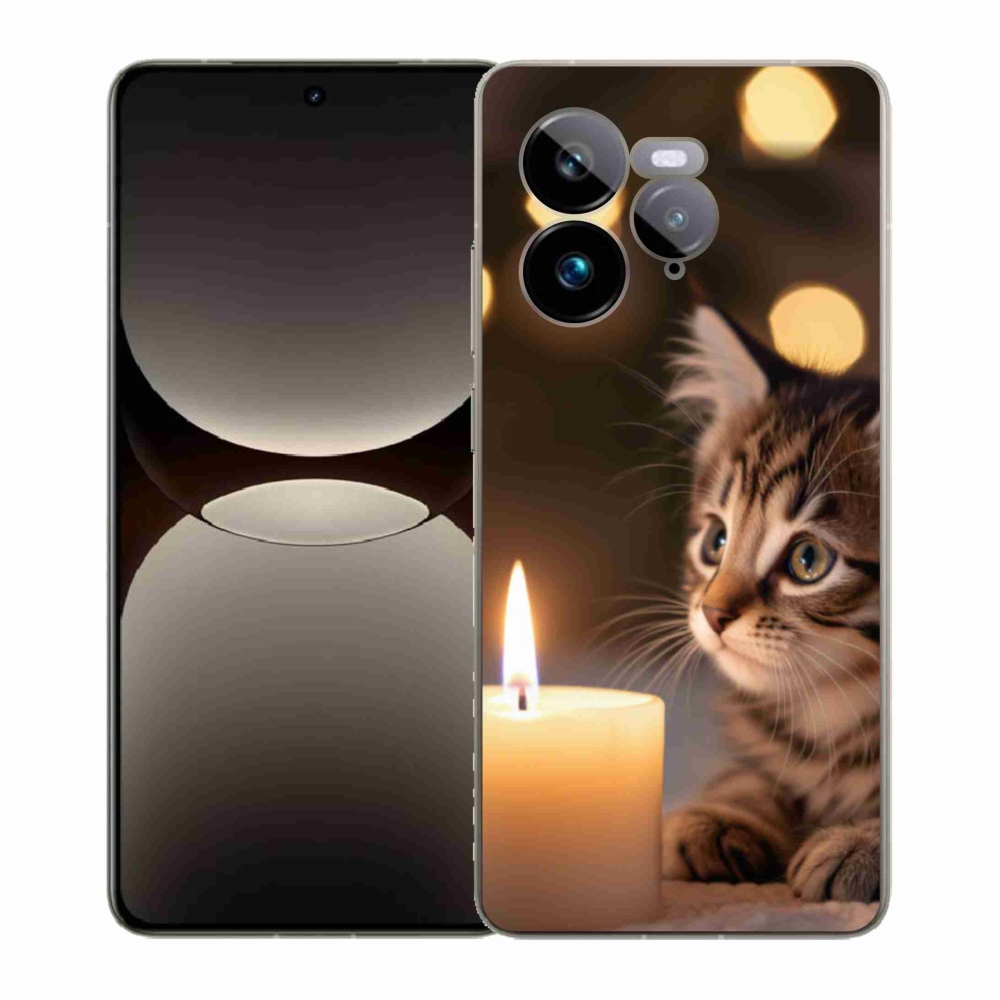 Gelový kryt mmCase na Realme GT 7 Pro 5G - kotě a svíčka