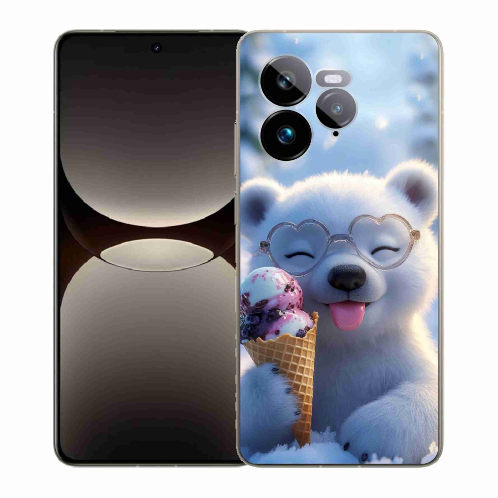 Gelový kryt mmCase na Realme GT 7 Pro 5G - medvídek se zmrzlinou