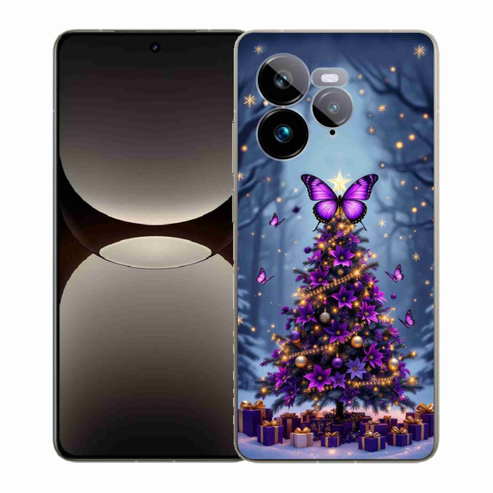 Gelový kryt mmCase na Realme GT 7 Pro 5G - motýlí vánoční stromek