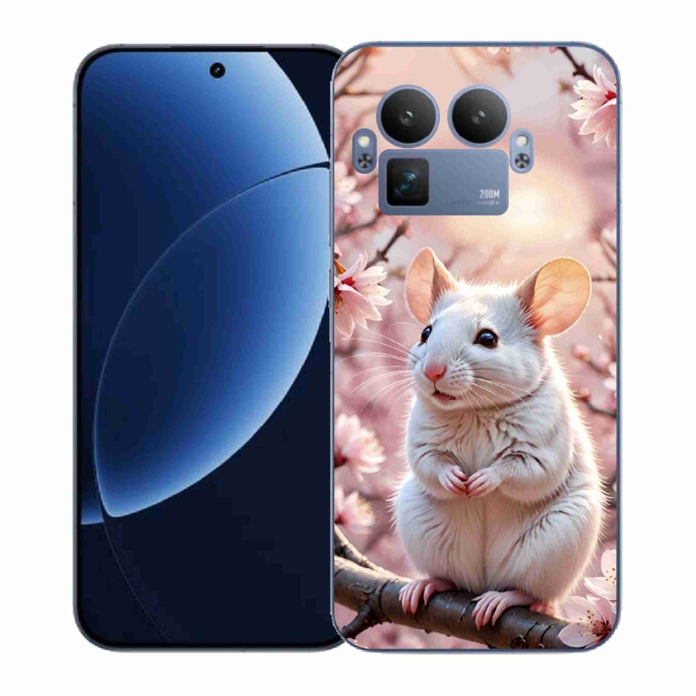 Gelový kryt mmCase na Realme GT 8 Pro 5G - bílá myš na větvi