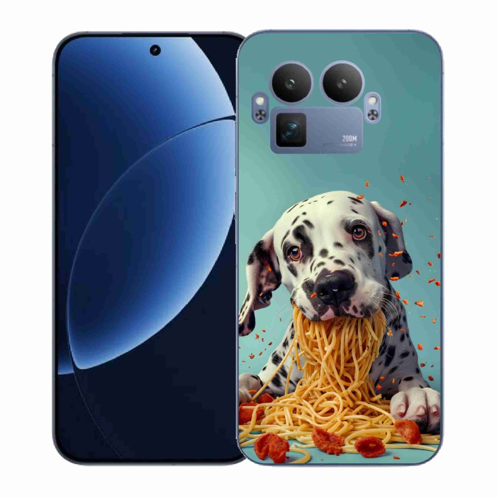 Gelový kryt mmCase na Realme GT 8 Pro 5G - dalmatin a špagety