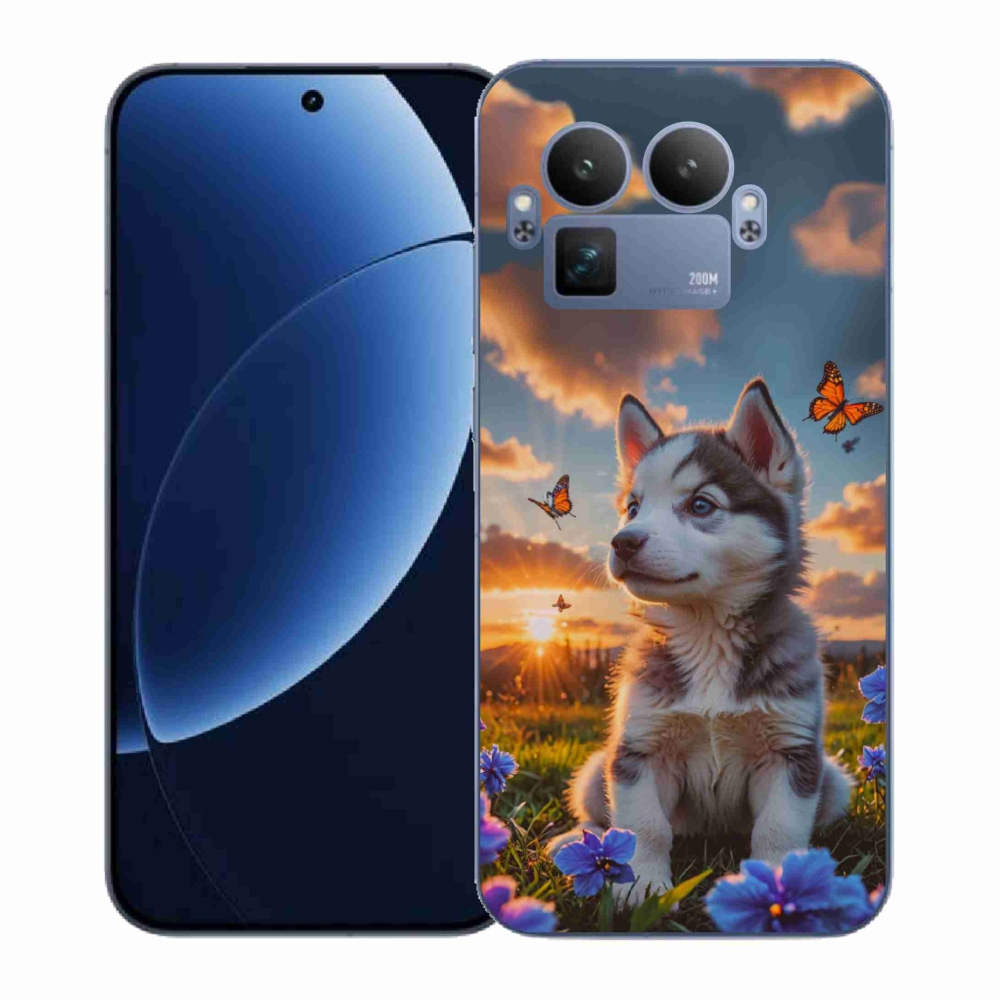 Gelový kryt mmCase na Realme GT 8 Pro 5G - husky při západu slunce