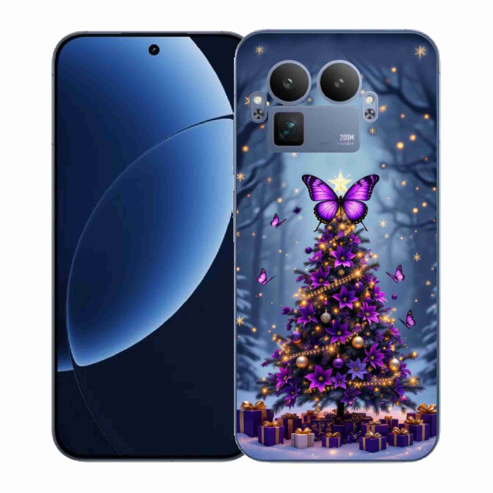 Gelový kryt mmCase na Realme GT 8 Pro 5G - motýlí vánoční stromek