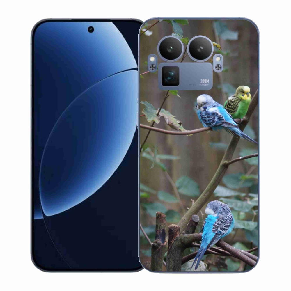Gelový kryt mmCase na Realme GT 8 Pro 5G - papoušci na větvi