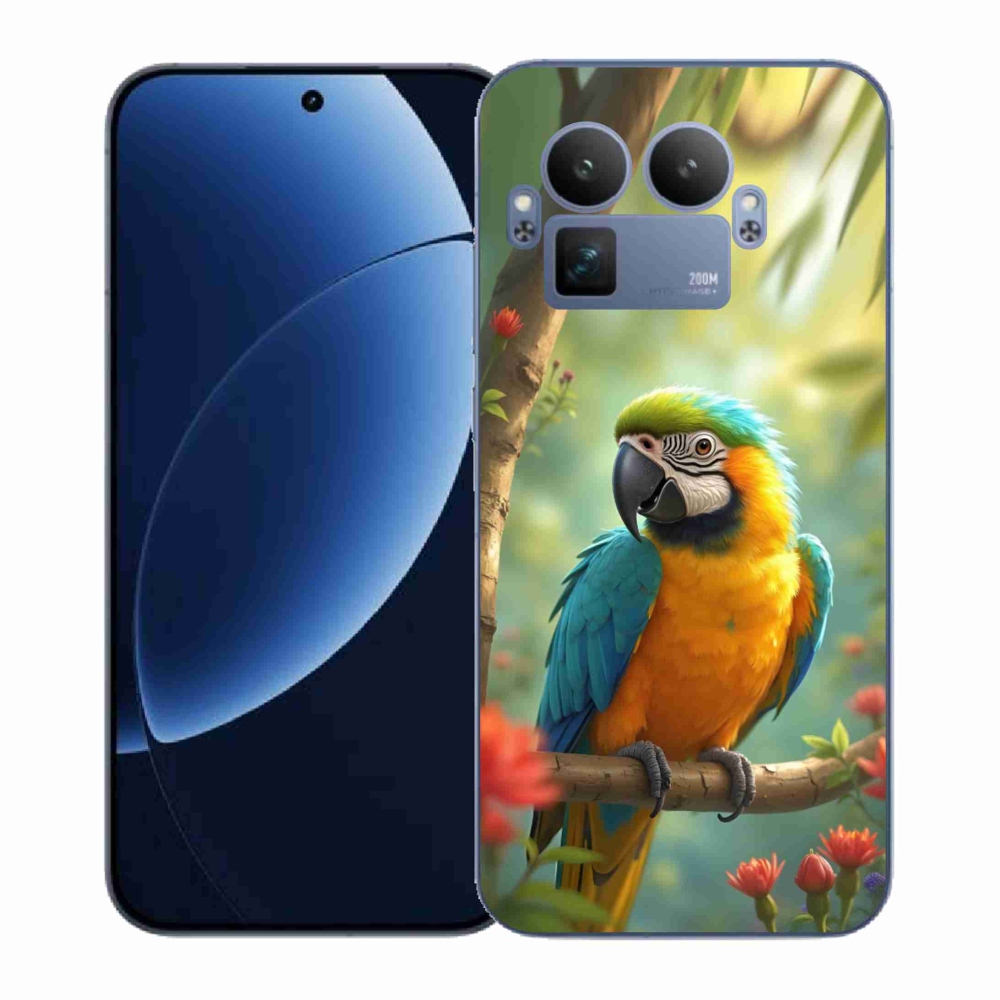 Gelový kryt mmCase na Realme GT 8 Pro 5G - papoušek ara modrožlutá
