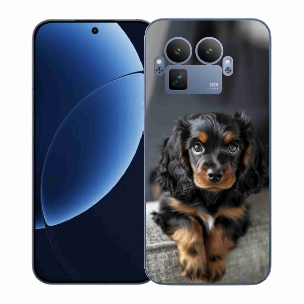 Gelový kryt mmCase na Realme GT 8 Pro 5G - roztomilý dlouhosrstý jezevčík