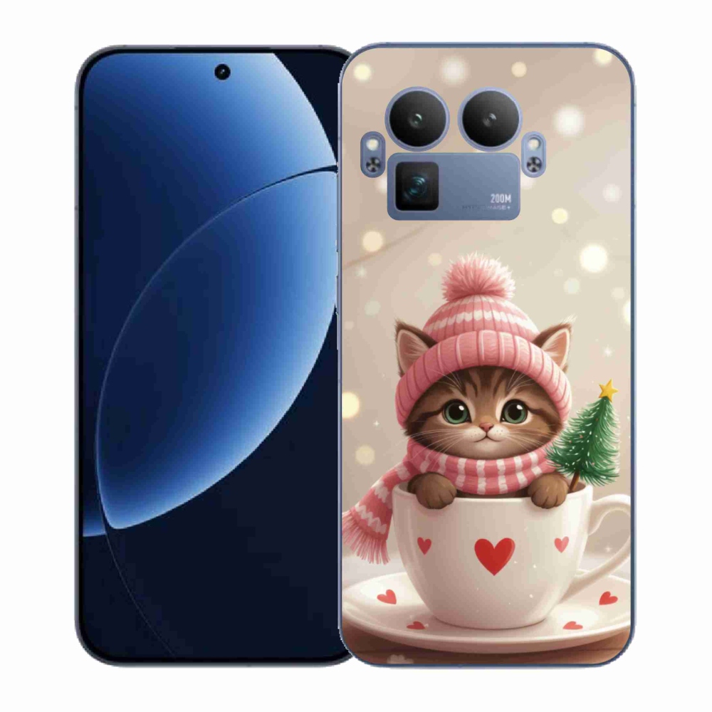 Gelový kryt mmCase na Realme GT 8 Pro 5G - vánoční kotě v hrnku