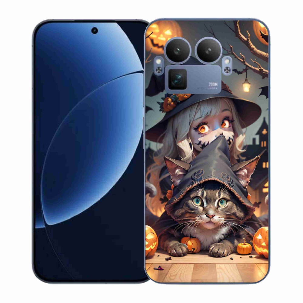 Gelový kryt mmCase na Realme GT 8 Pro - čarodějnice s kočkou