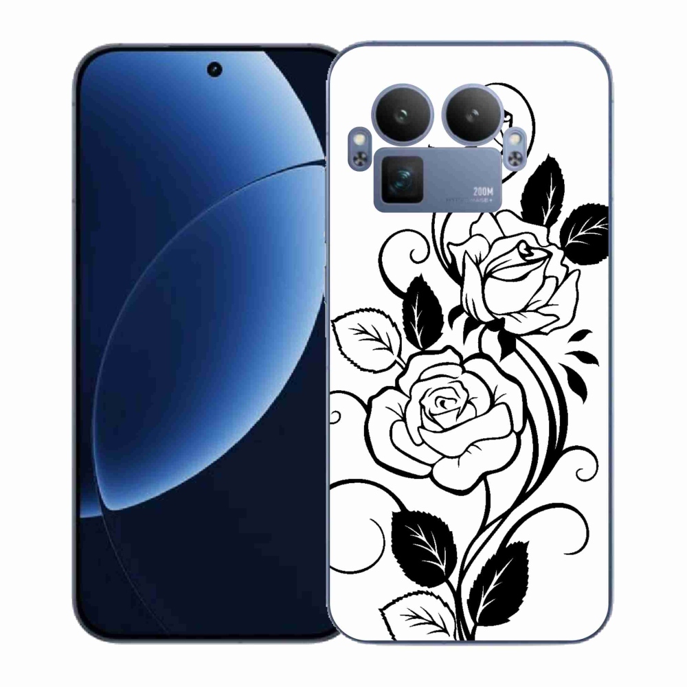 Gelový kryt mmCase na Realme GT 8 Pro - černobílá růže