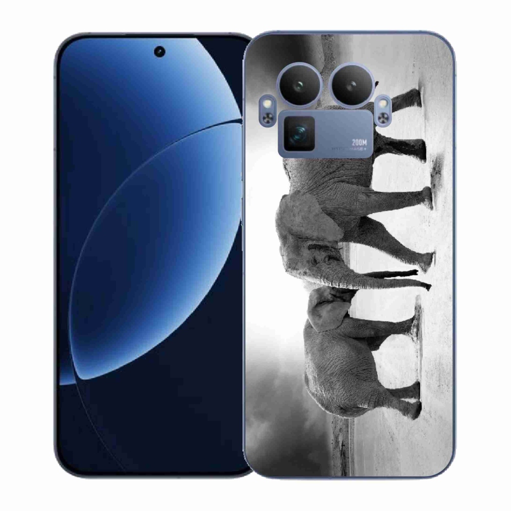 Gelový kryt mmCase na Realme GT 8 Pro - černobílí sloni