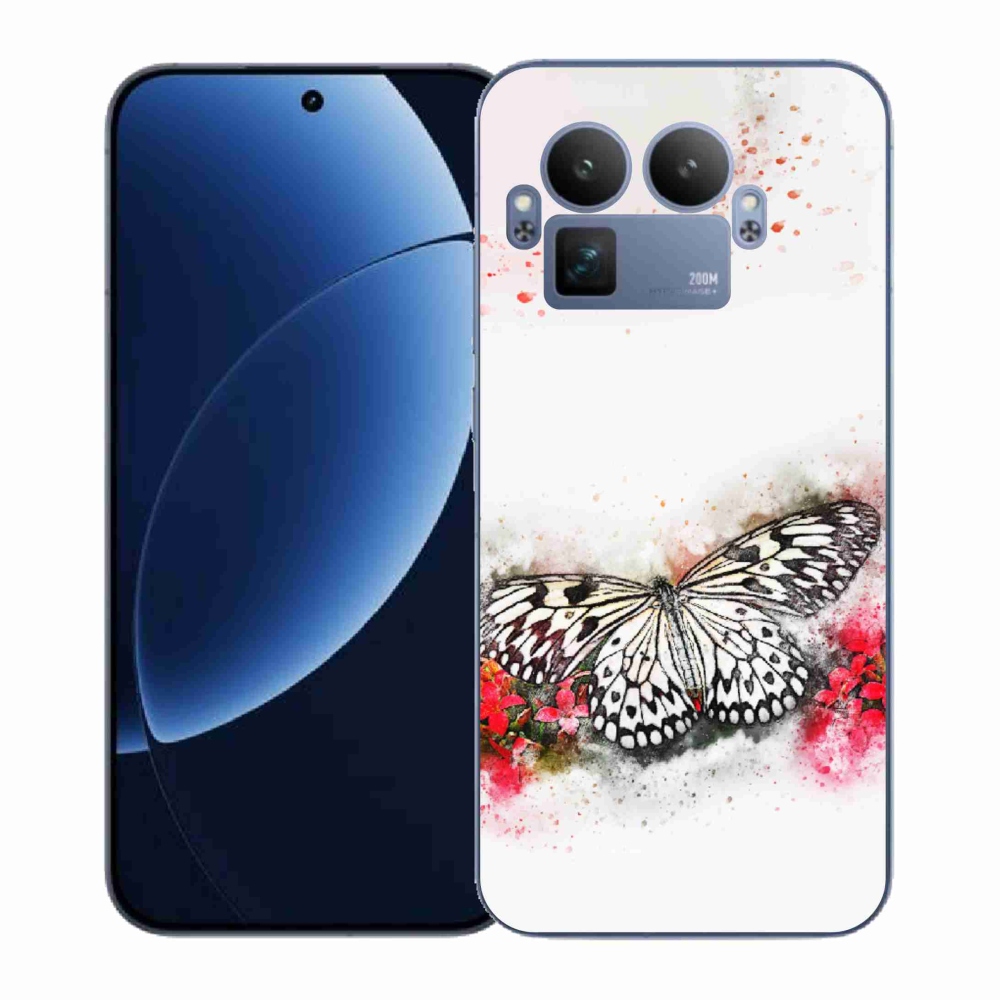 Gelový kryt mmCase na Realme GT 8 Pro - černobílý motýl