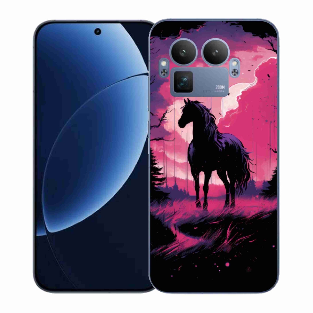 Gelový kryt mmCase na Realme GT 8 Pro - černý kreslený kůň 1