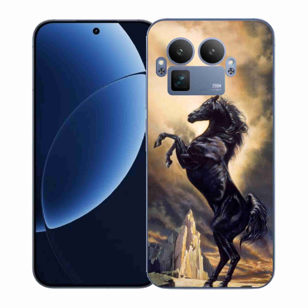 Gelový kryt mmCase na Realme GT 8 Pro - černý kreslený kůň