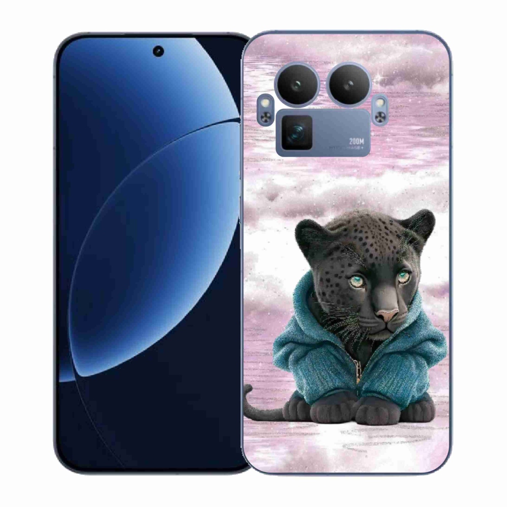 Gelový kryt mmCase na Realme GT 8 Pro - černý panter ve svetru