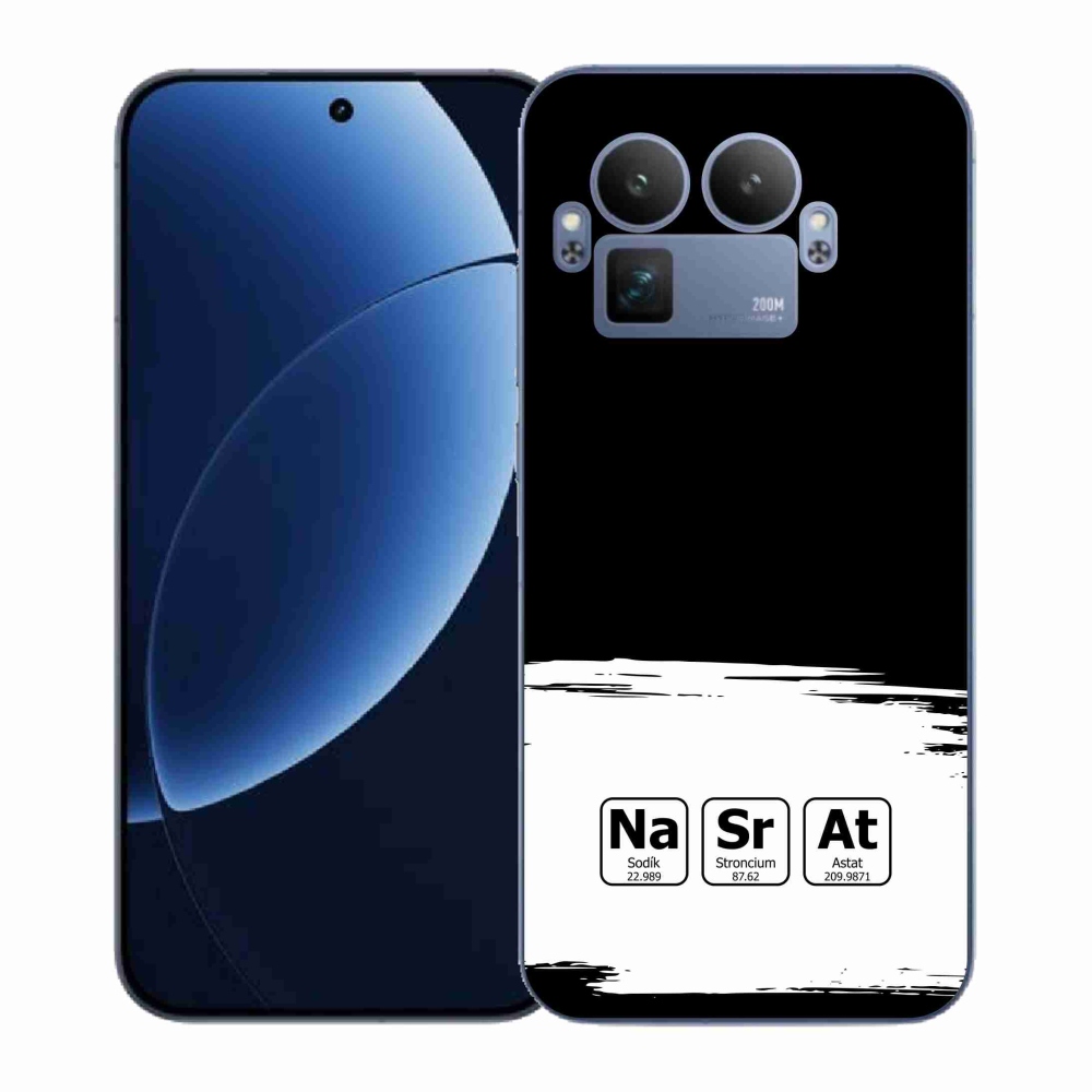 Gelový kryt mmCase na Realme GT 8 Pro - chemické prvky bíločerné pozadí