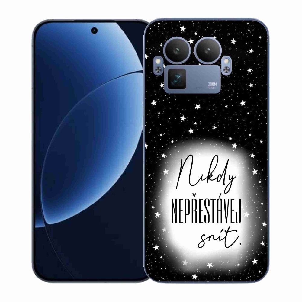 Gelový kryt mmCase na Realme GT 8 Pro - citát 1 bíločerné pozadí