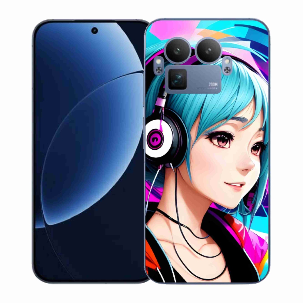 Gelový kryt mmCase na Realme GT 8 Pro - dívka se sluchátky
