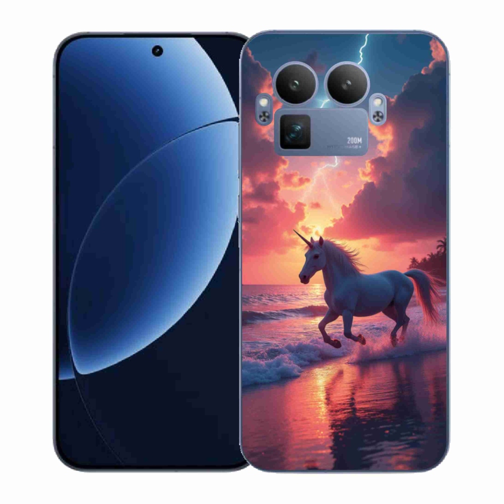 Gelový kryt mmCase na Realme GT 8 Pro - jednorožec na pláži