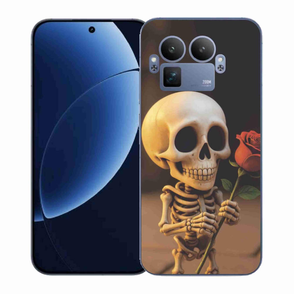 Gelový kryt mmCase na Realme GT 8 Pro - kostlivec s růží